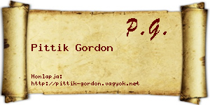 Pittik Gordon névjegykártya